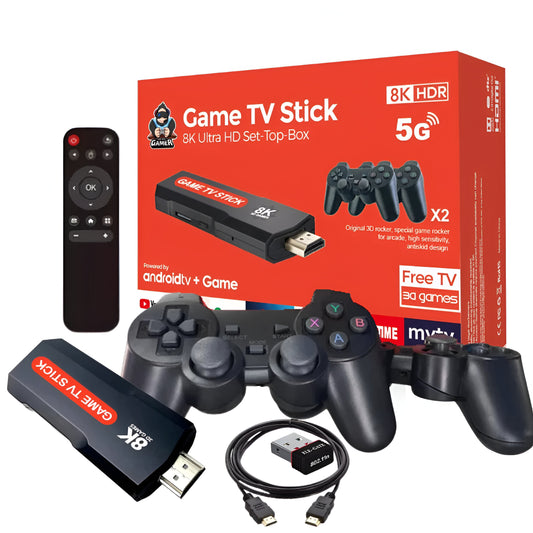 Consola Retro 8K con TV Box Android + 2 Controles Inalámbricos – Más de 10.000 Juegos